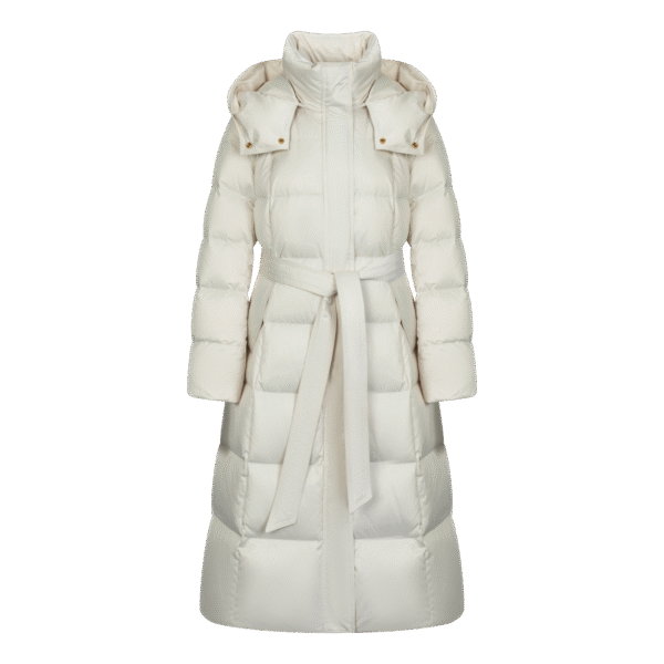 regisens elegance belted long down coat